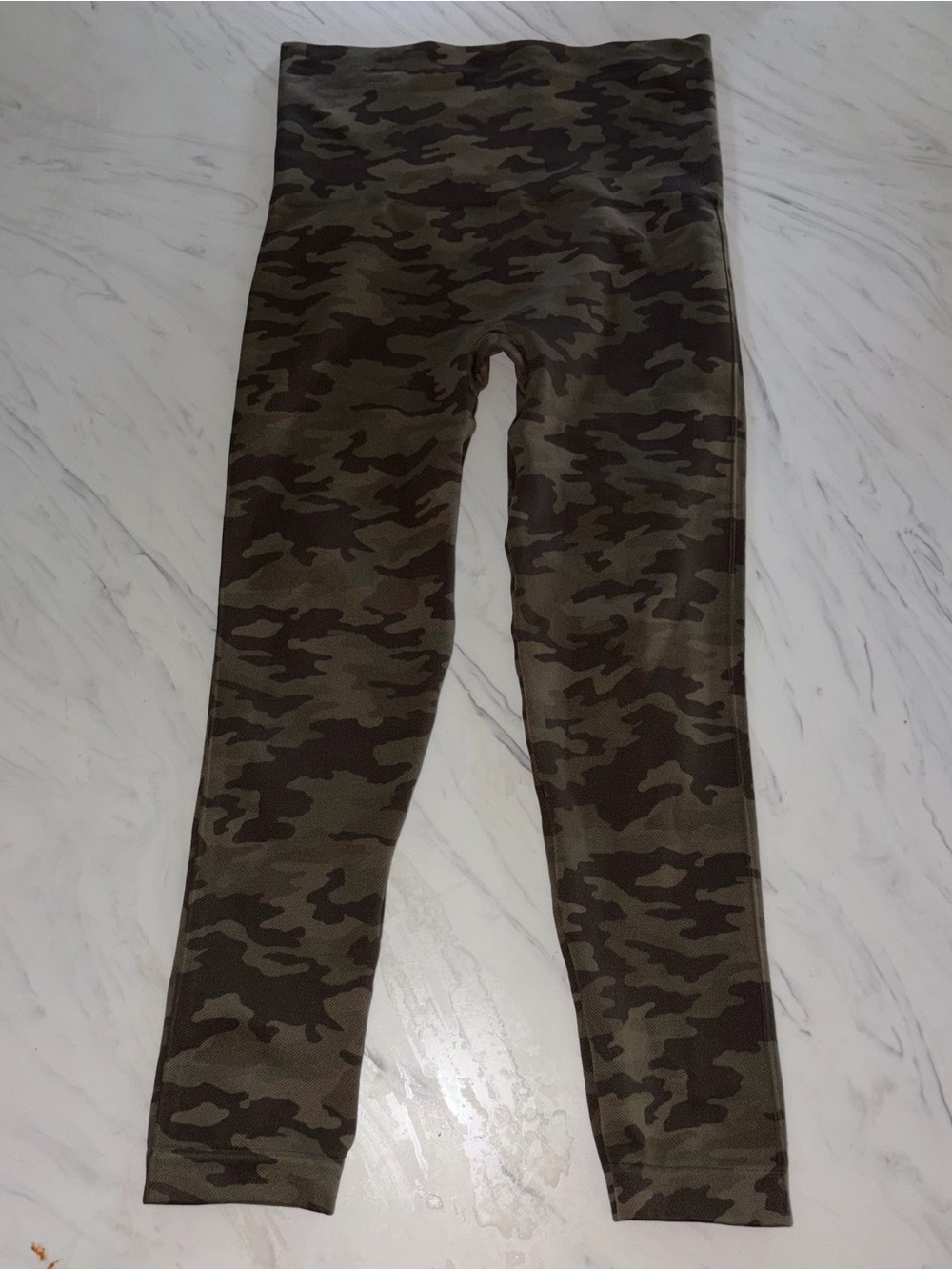 Spanx compression legging skinny cut brown camo pants slacks stretch tights m